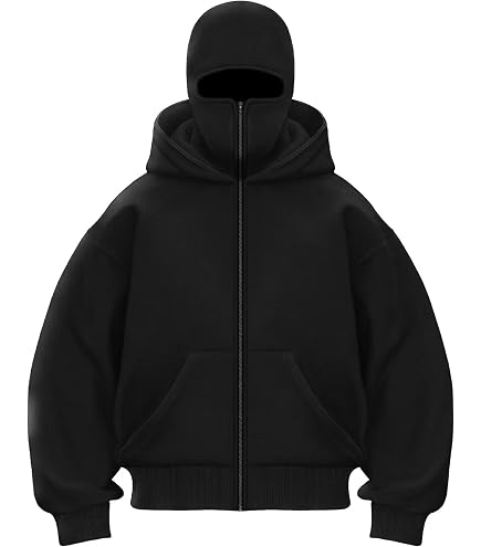 Amazon.com: EUDOLAH Balaclava Jacket Zip Up Fashion Double Layer